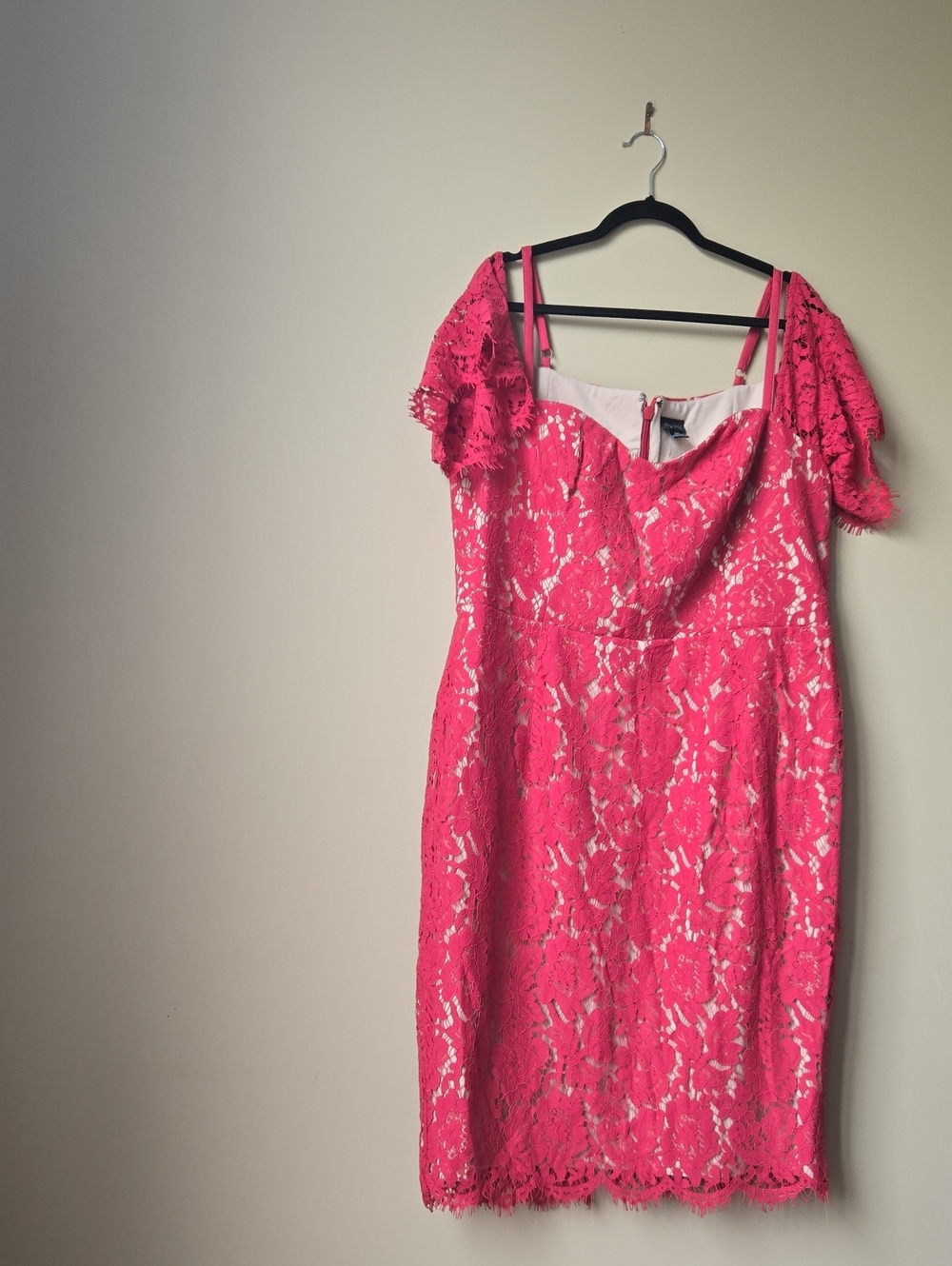 City Chic Hot Pink Lace Off-Shoulder Midi Dress